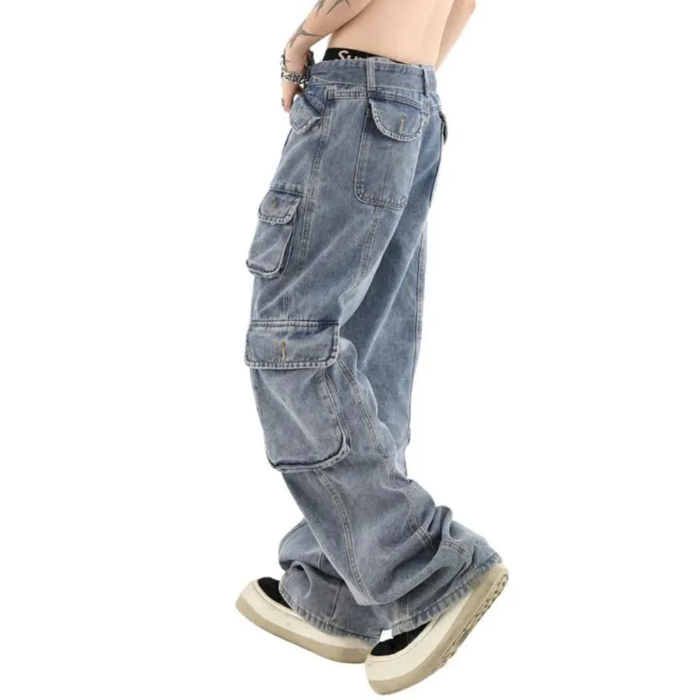 "Street Multi Pocket Solid Cargo" Jeans