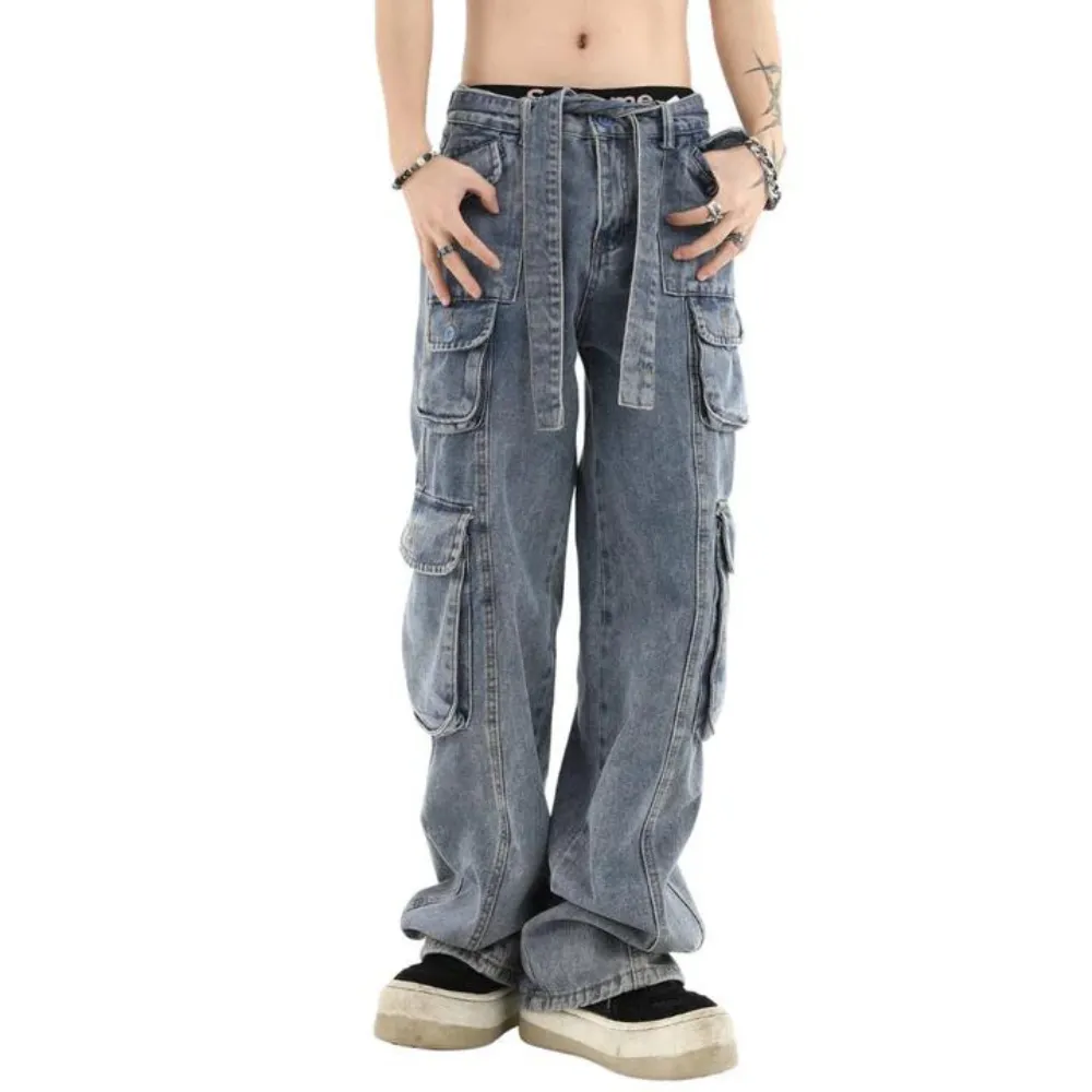 "Street Multi Pocket Solid Cargo" Jeans