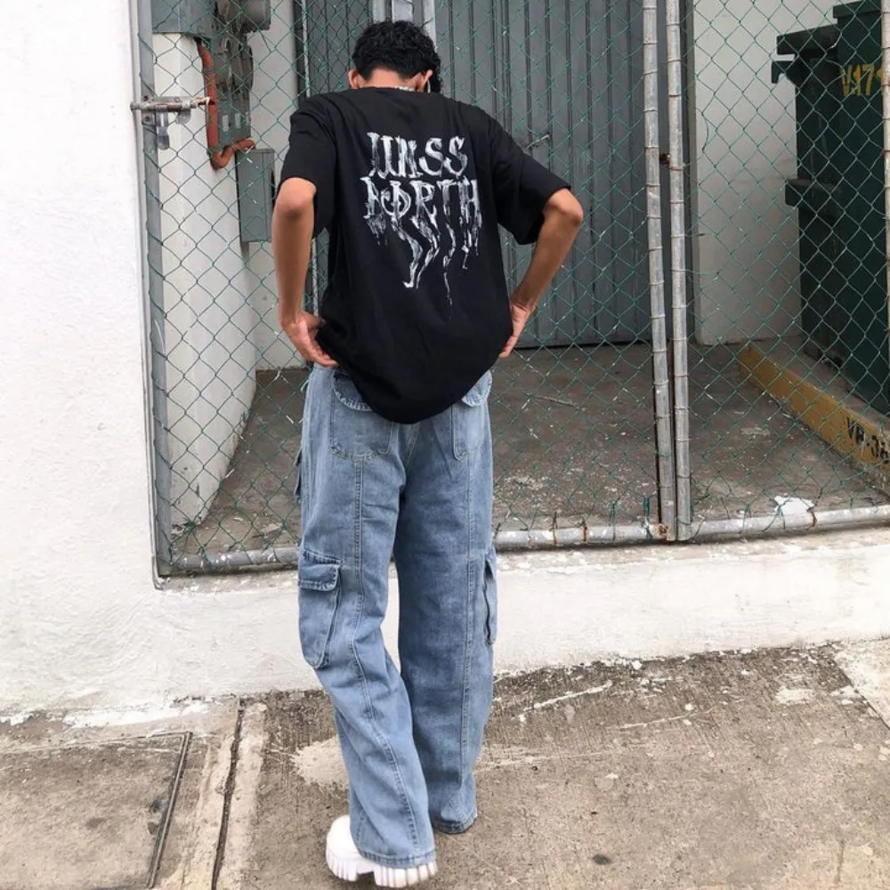"Street Multi Pocket Solid Cargo" Jeans