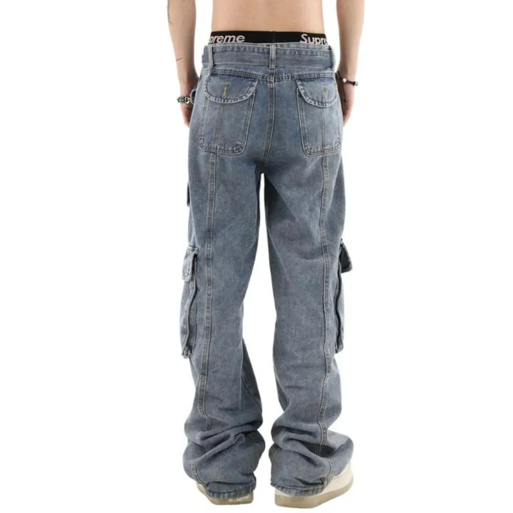 "Street Multi Pocket Solid Cargo" Jeans