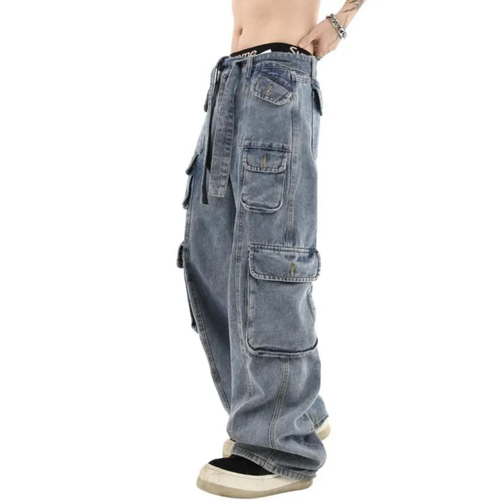 "Street Multi Pocket Solid Cargo" Jeans