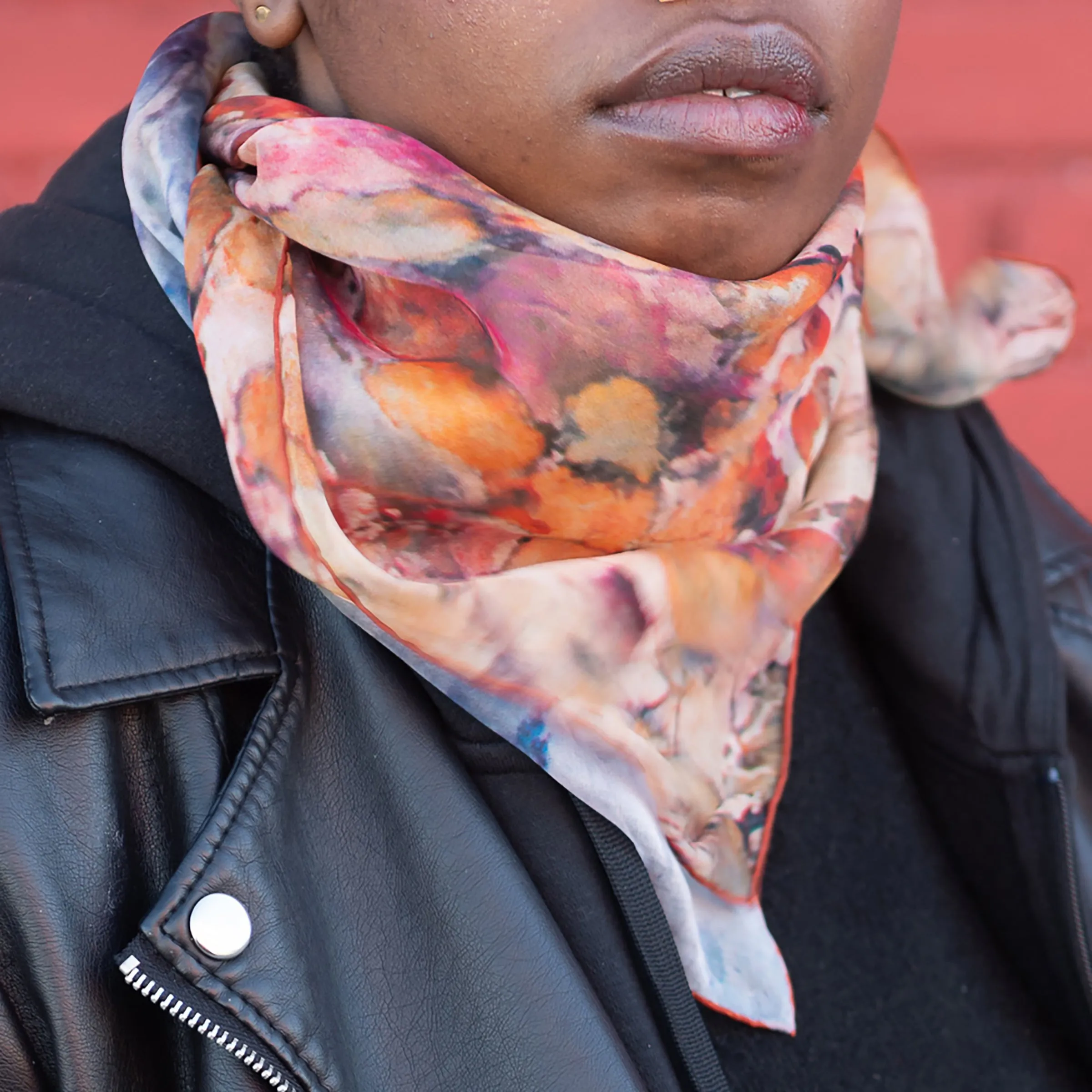 Rare Earth Silk Chiffon Scarf - 100% Silk, 26" x 26"