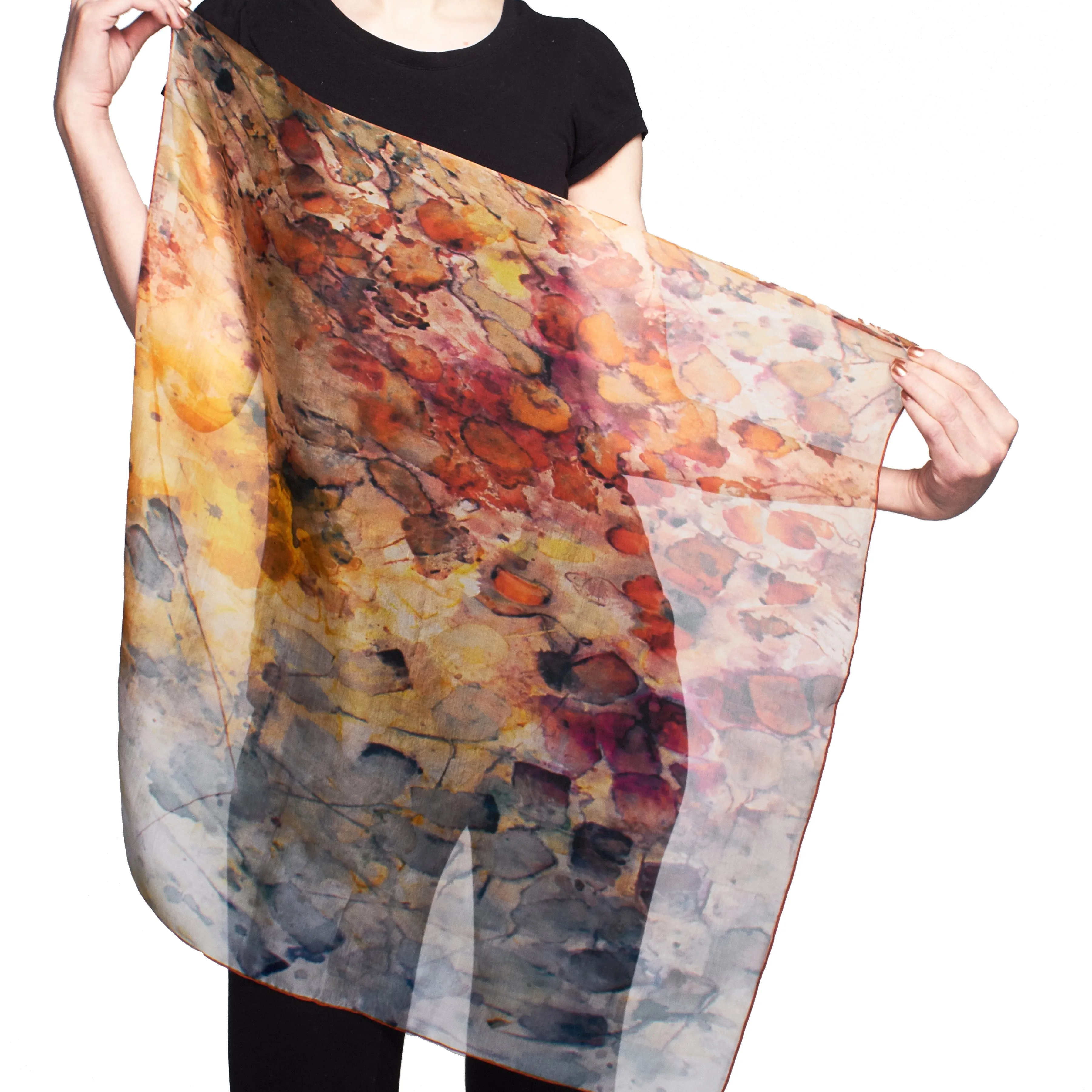 Rare Earth Silk Chiffon Scarf - 100% Silk, 26" x 26"