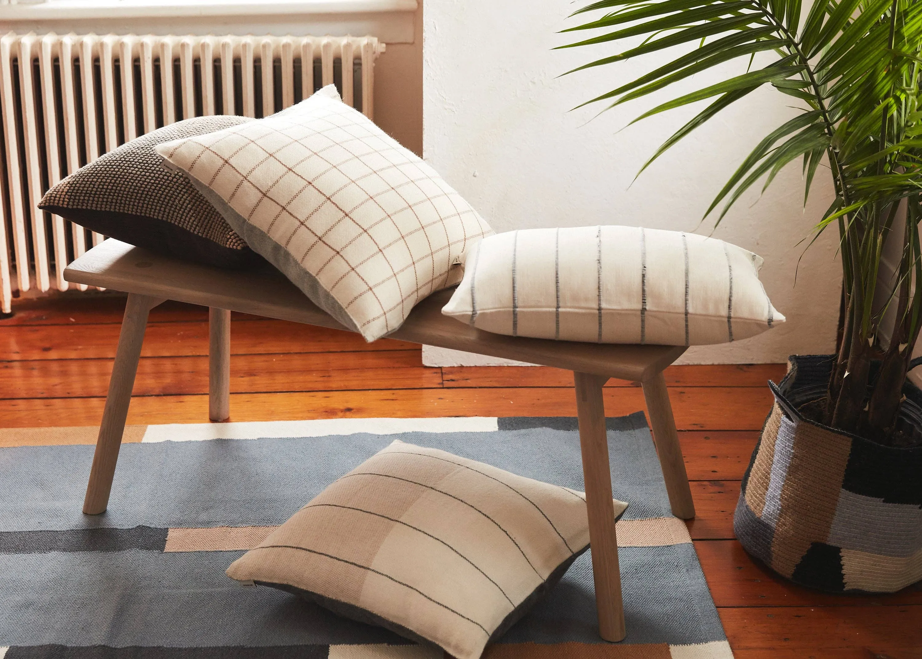 Recycled Stripe Lumbar Pillow | Grey