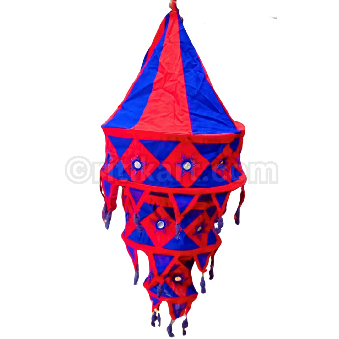 Red & Blue Pipili Lampshade Applique - 3 steps