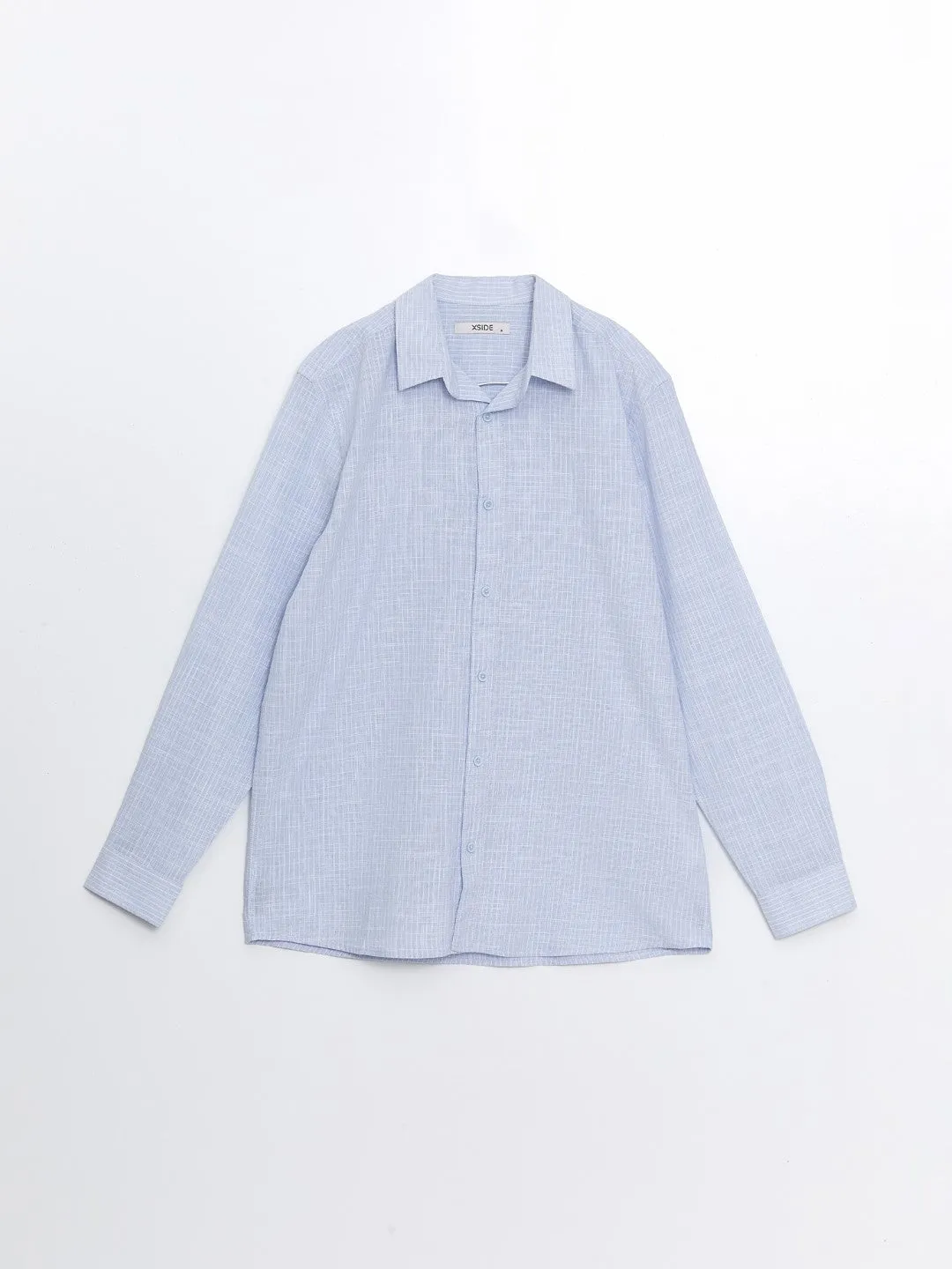 Regular Fit Long Sleeve Linen Blend Men's Shirt