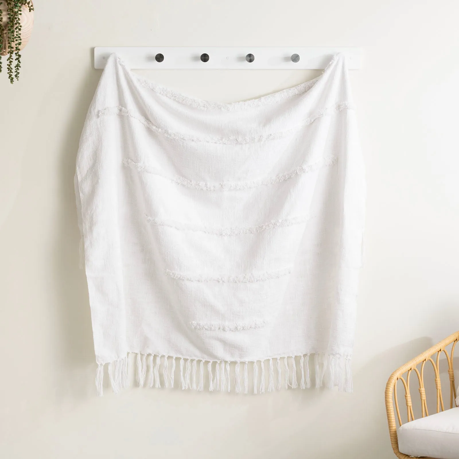 Renee Taylor Cambridge Cotton Slub Tufted Throw Iceburg