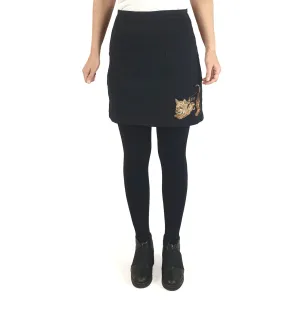 Revival black mini skirt with cute dog embroidery size 10 (small fit, best fits 8)