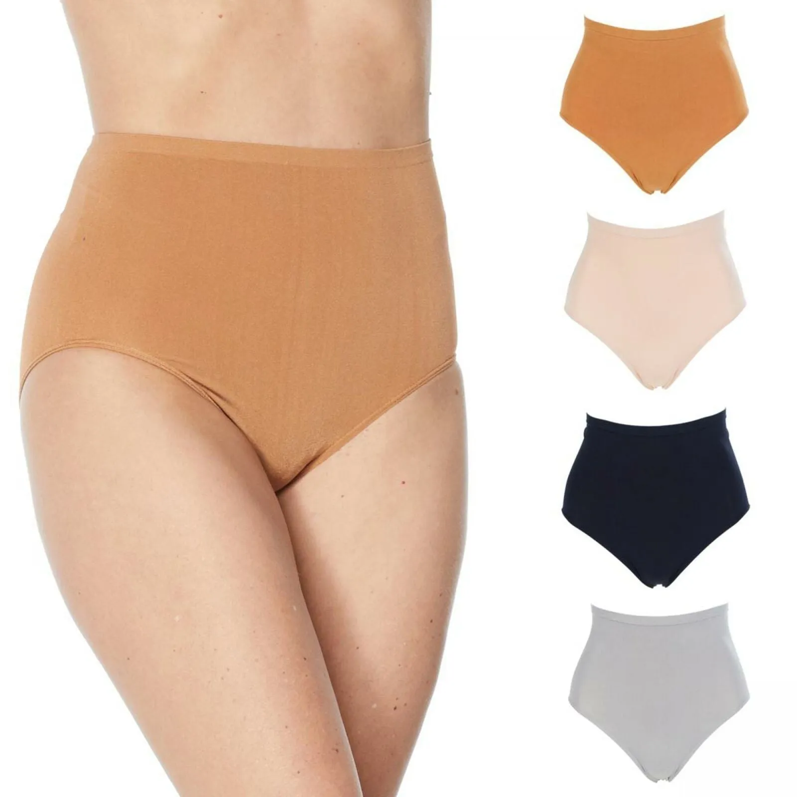 Rhonda Shear 4 Pack Plus Size Seamless High Waist Ahh Brief Panties