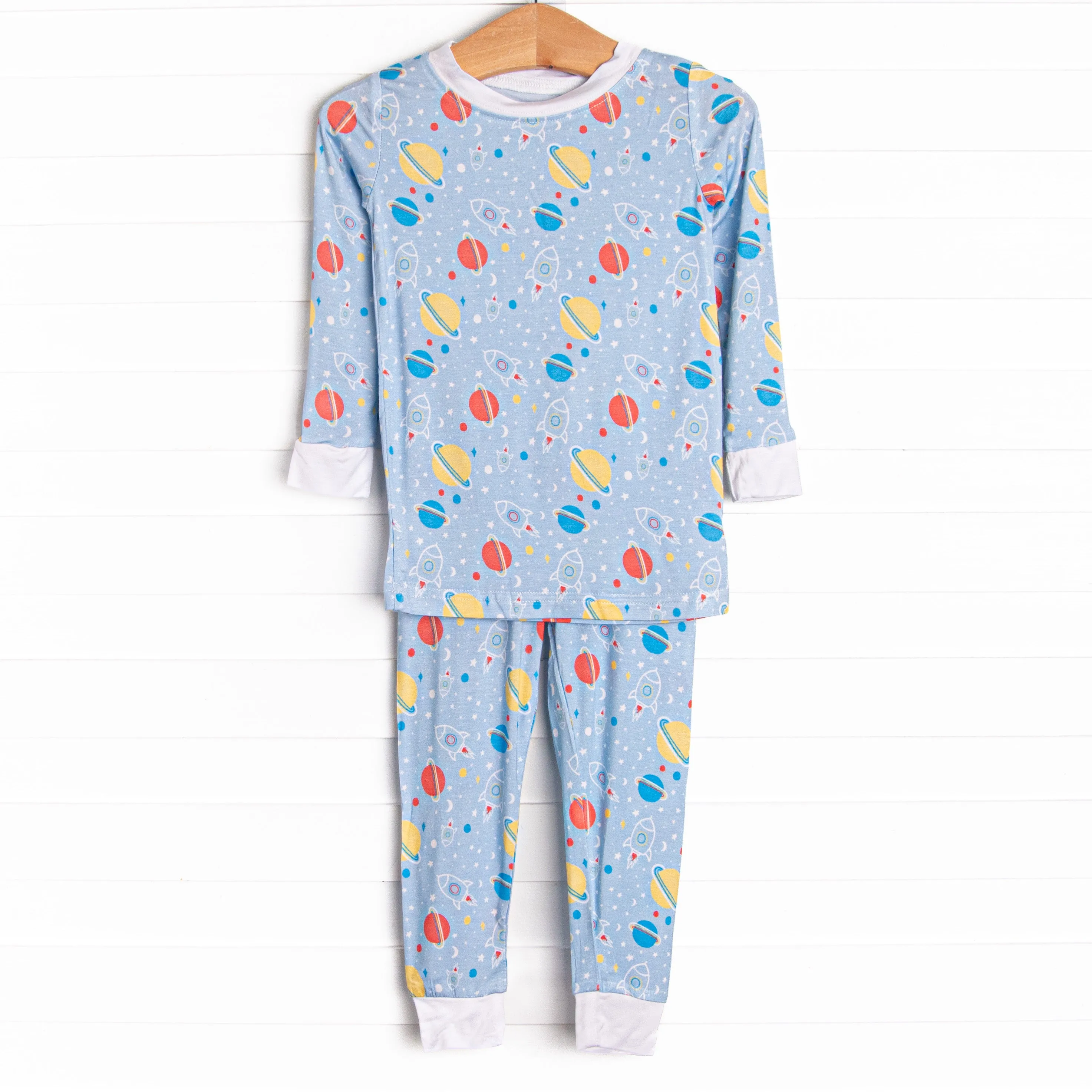 Rocket to Sleep Bamboo Pajama Set, Blue