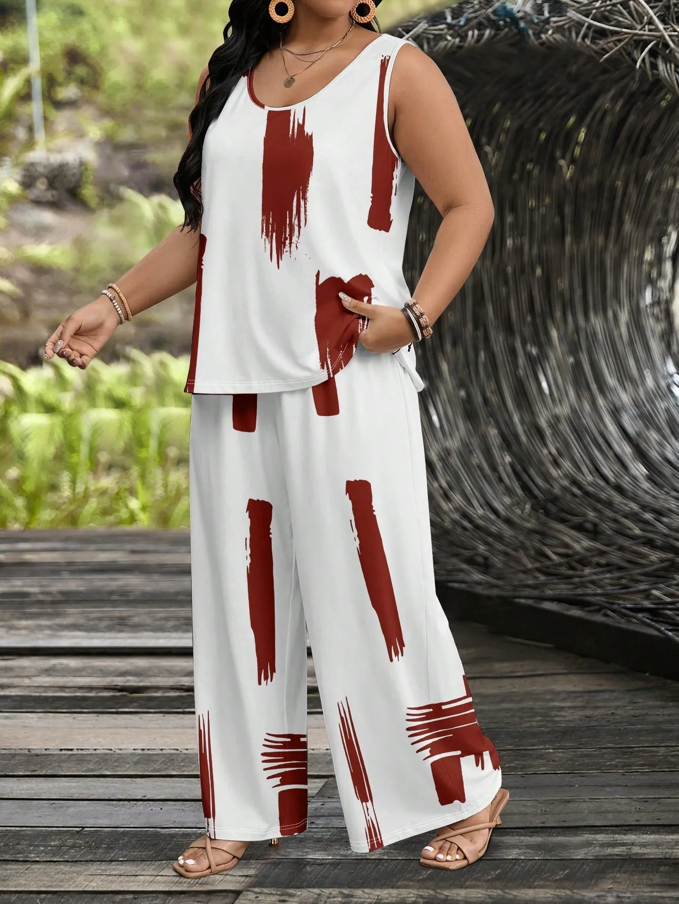 Round Neck Sleeveless Top & Shorts 2 Piece Set