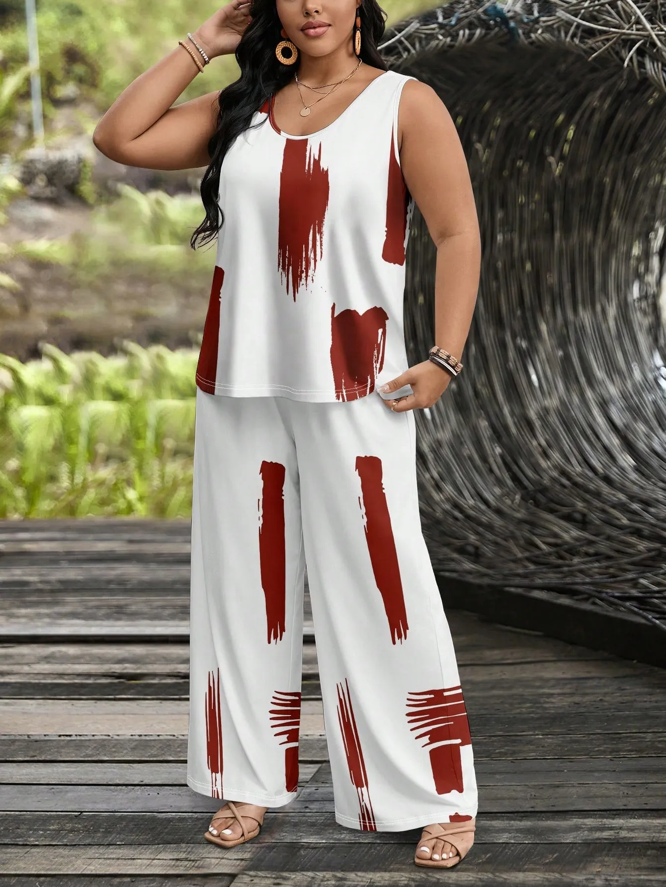Round Neck Sleeveless Top & Shorts 2 Piece Set