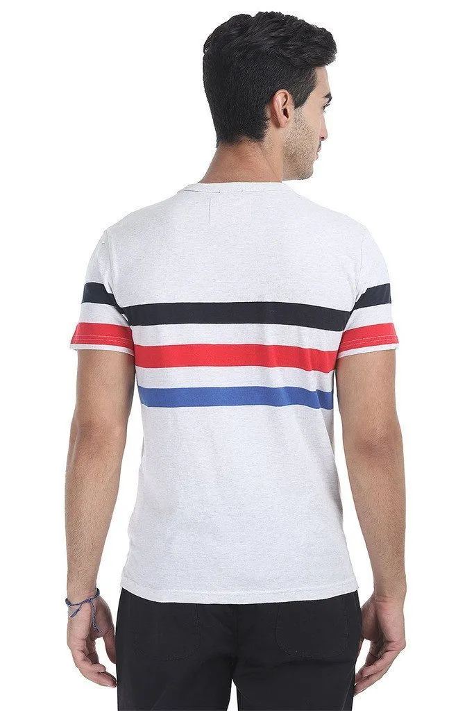 Round Neck Stripe Soft Knit T Shirt