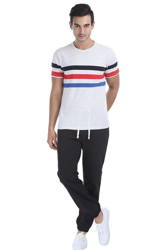 Round Neck Stripe Soft Knit T Shirt