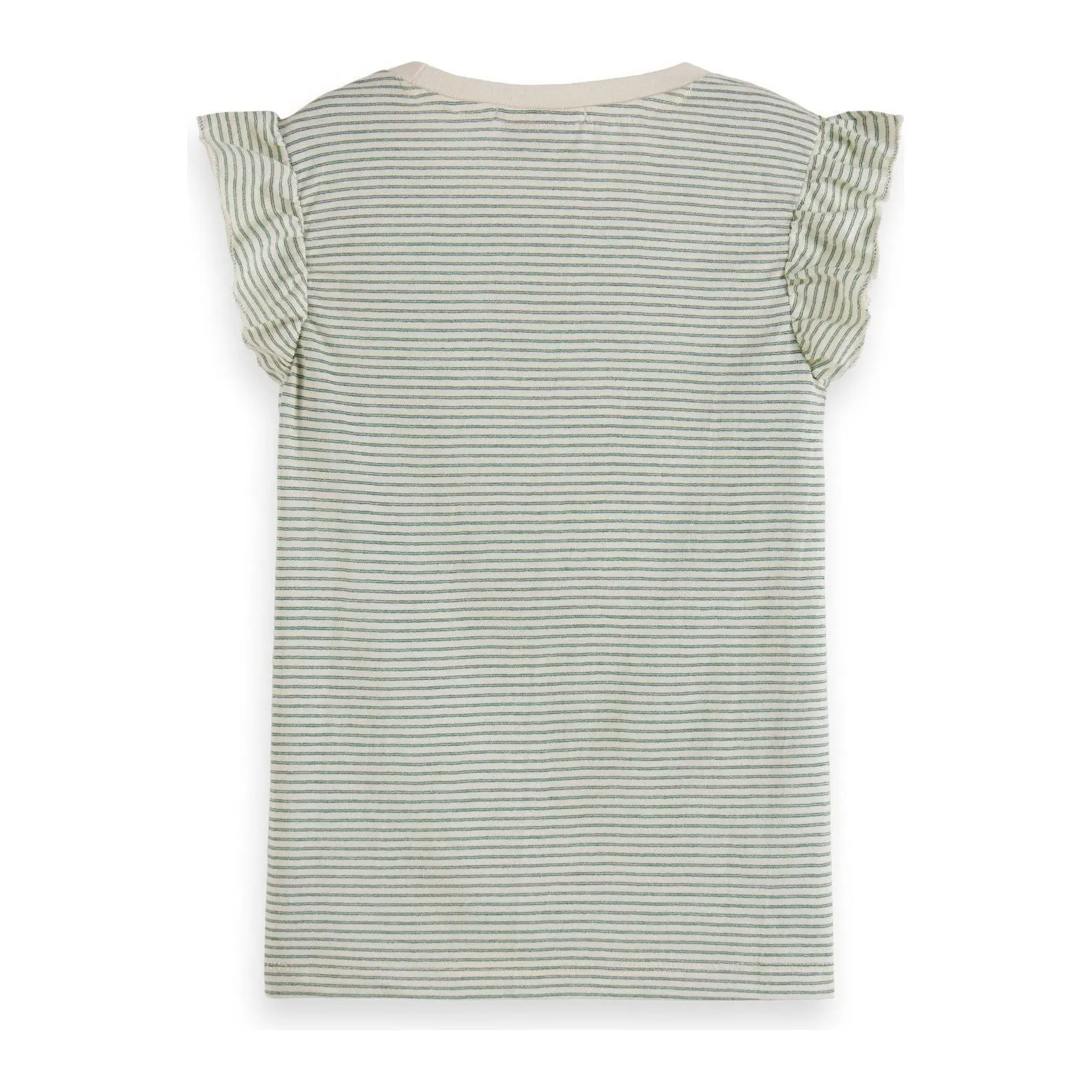 Ruffle Detail Lurex Stripe T-Shirt
