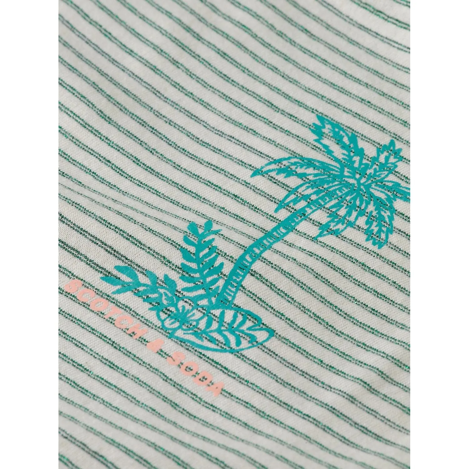 Ruffle Detail Lurex Stripe T-Shirt