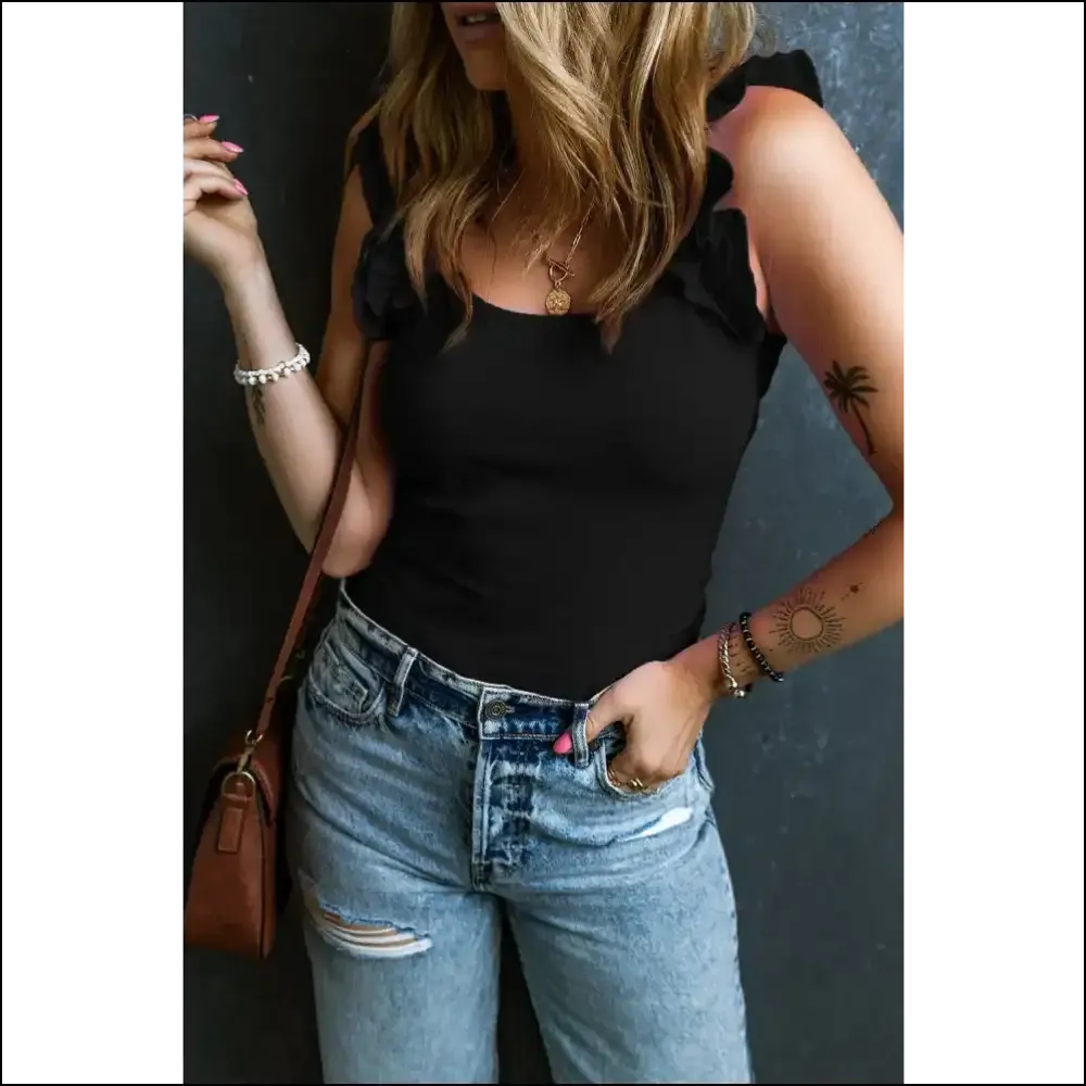 Ruffled Round Neck Tank Top