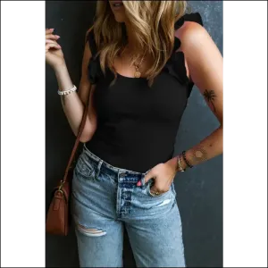 Ruffled Round Neck Tank Top