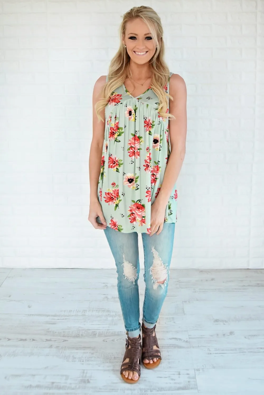 Runaway Love Babydoll Tank Top ~ Mint