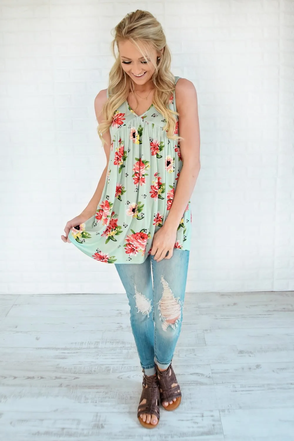 Runaway Love Babydoll Tank Top ~ Mint