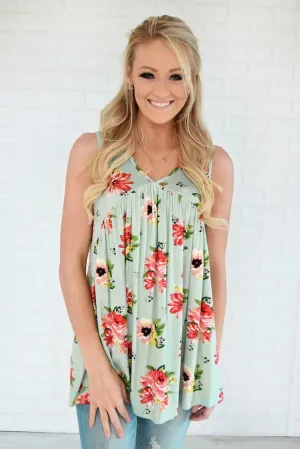 Runaway Love Babydoll Tank Top ~ Mint
