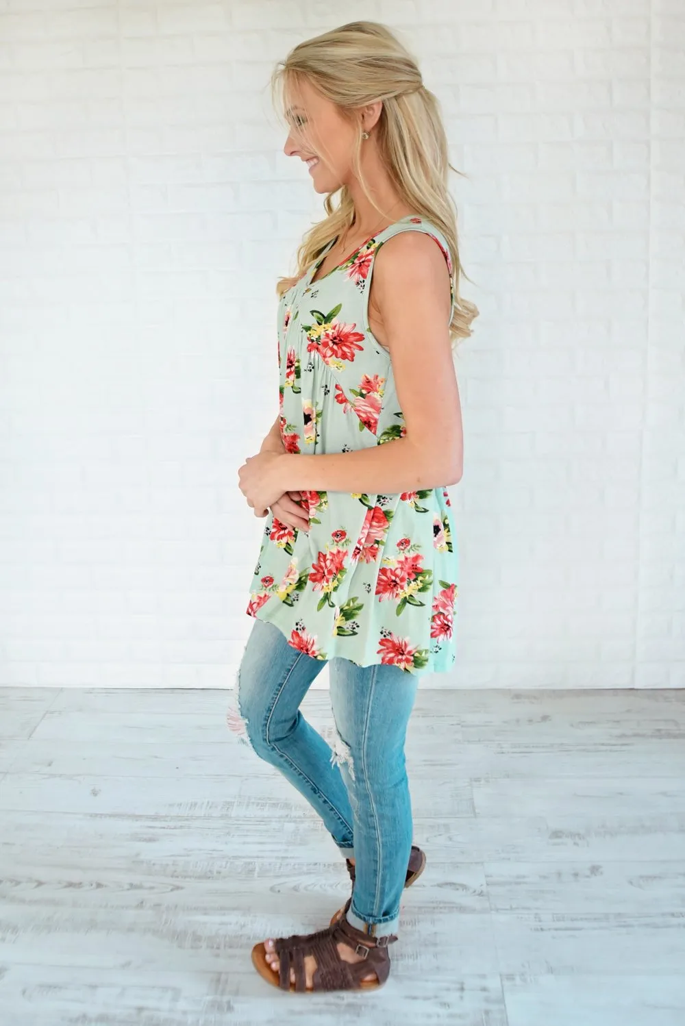 Runaway Love Babydoll Tank Top ~ Mint