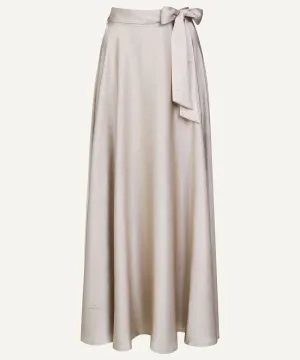 Sand Draped Satin Maxi Skirt