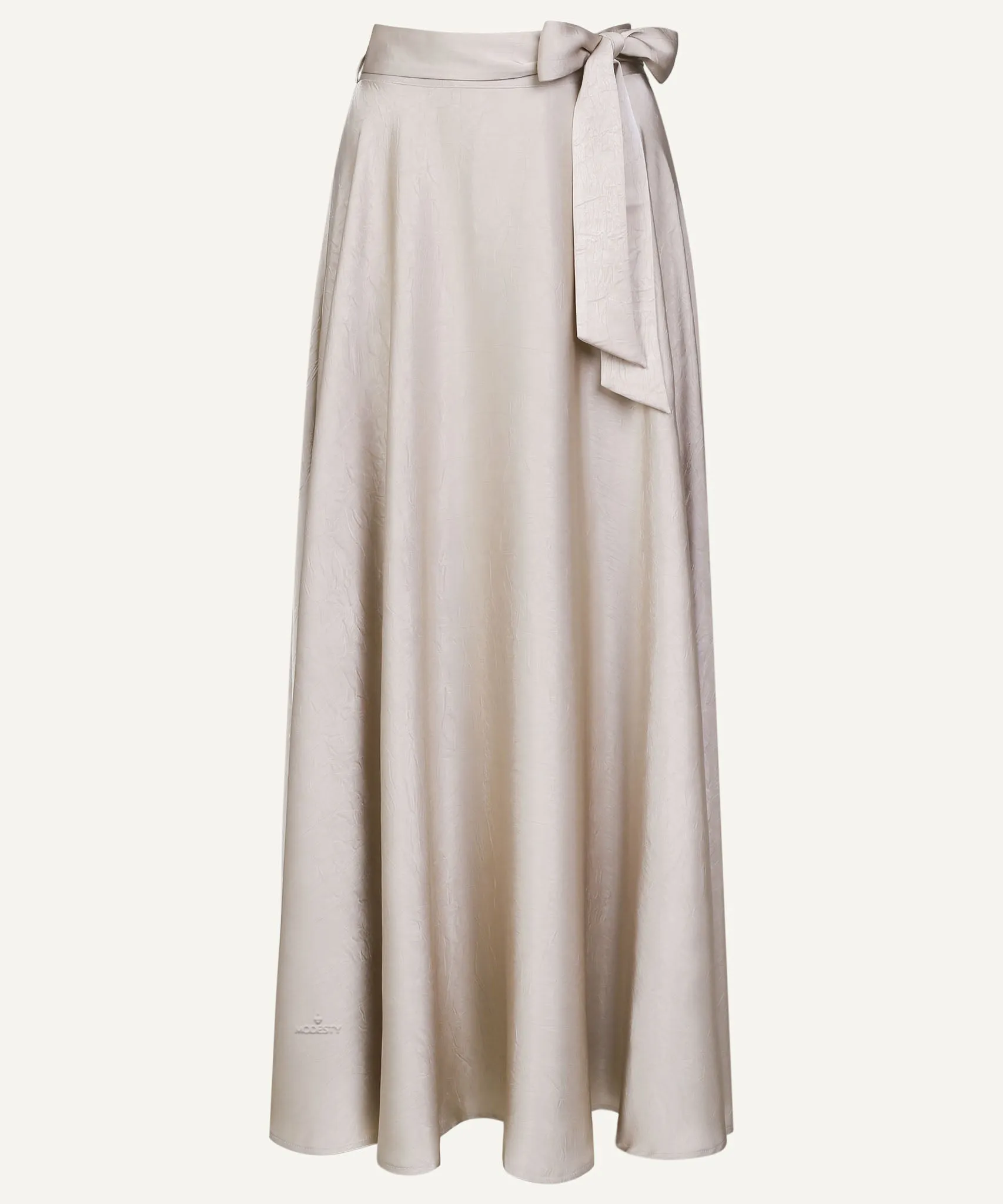 Sand Draped Satin Maxi Skirt