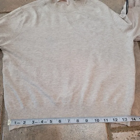 SEE BY CHLOE Ruffle-Sleeve Cropped Ribbed Crewneck Slim Sweater sz M