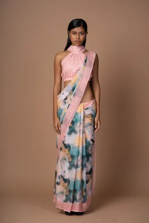 Serene Splash Cotton Sari