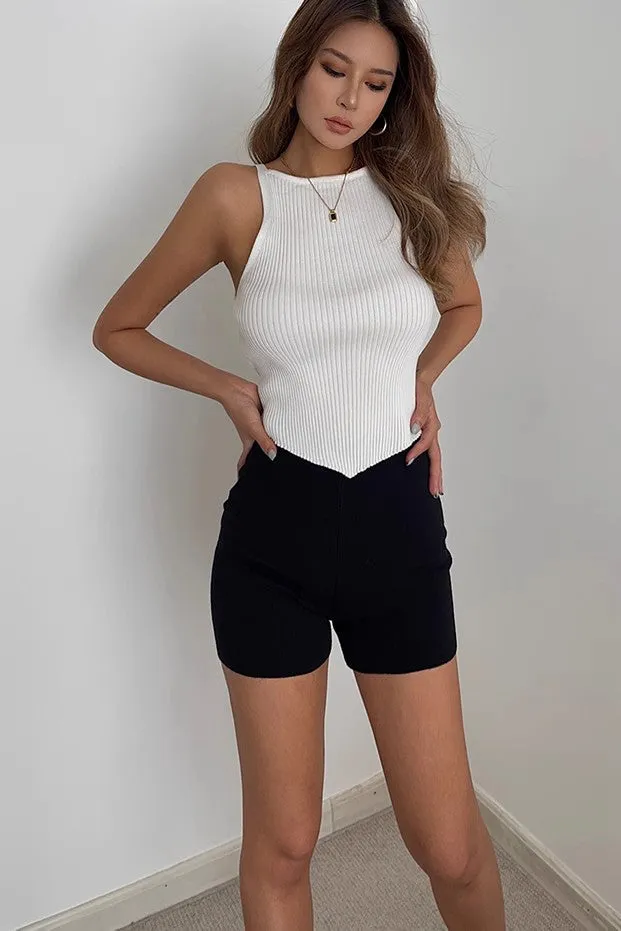 Sexy Sleeveless Ribbed Tank Tops Fitted Cami Tee Shirts