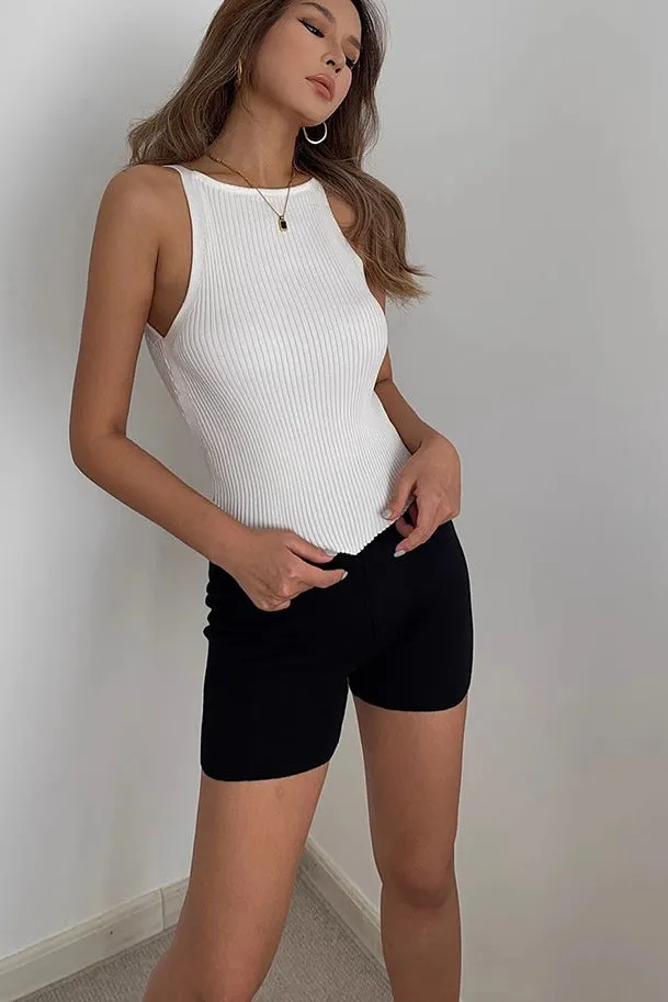 Sexy Sleeveless Ribbed Tank Tops Fitted Cami Tee Shirts
