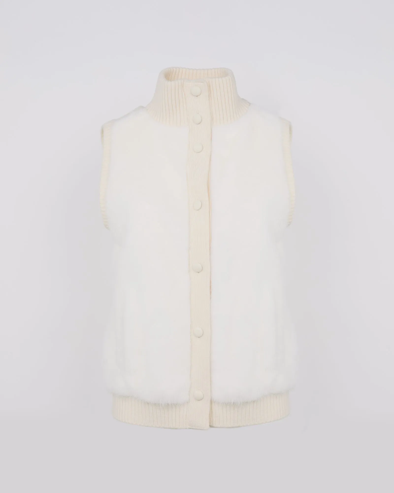 Short knitted gilet in merino and mink