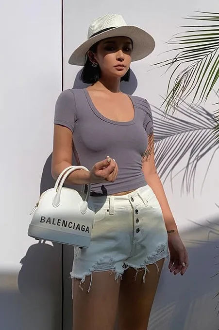 Short Sleeve Crew Neck Ribbed Tank Tops Fitted Crop Shirts
