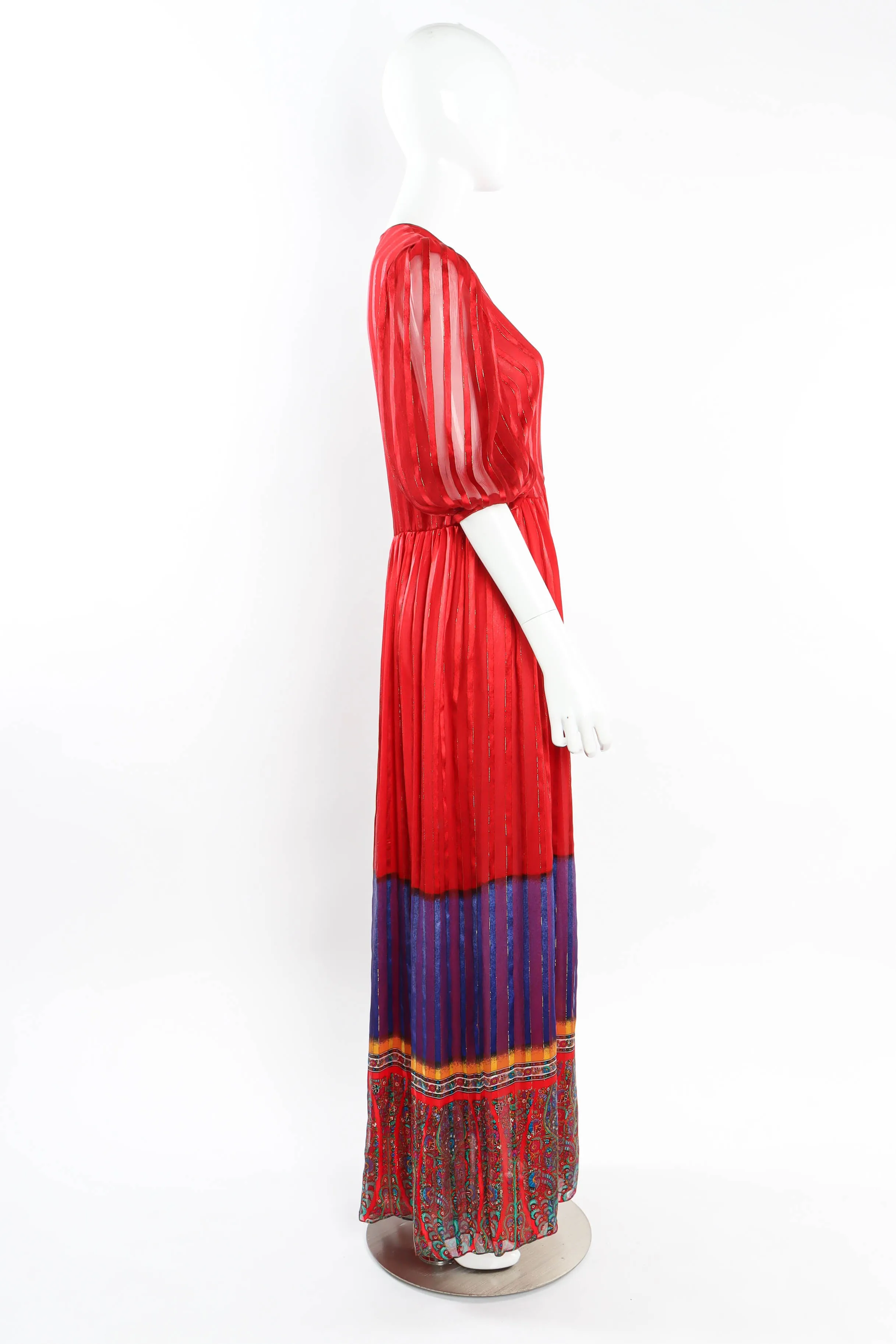 Silk Column Stripe Maxi Dress