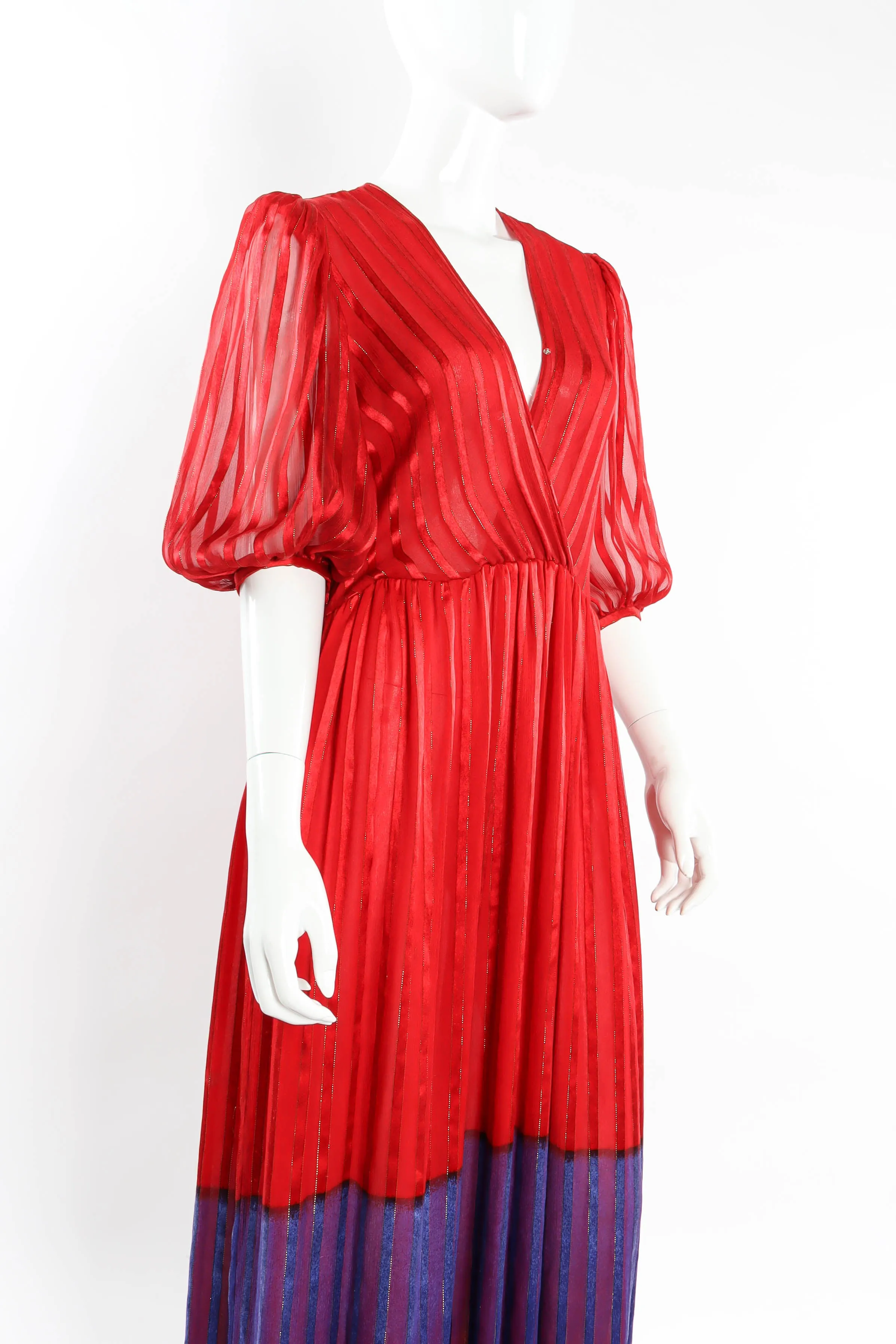 Silk Column Stripe Maxi Dress