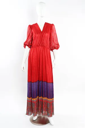 Silk Column Stripe Maxi Dress