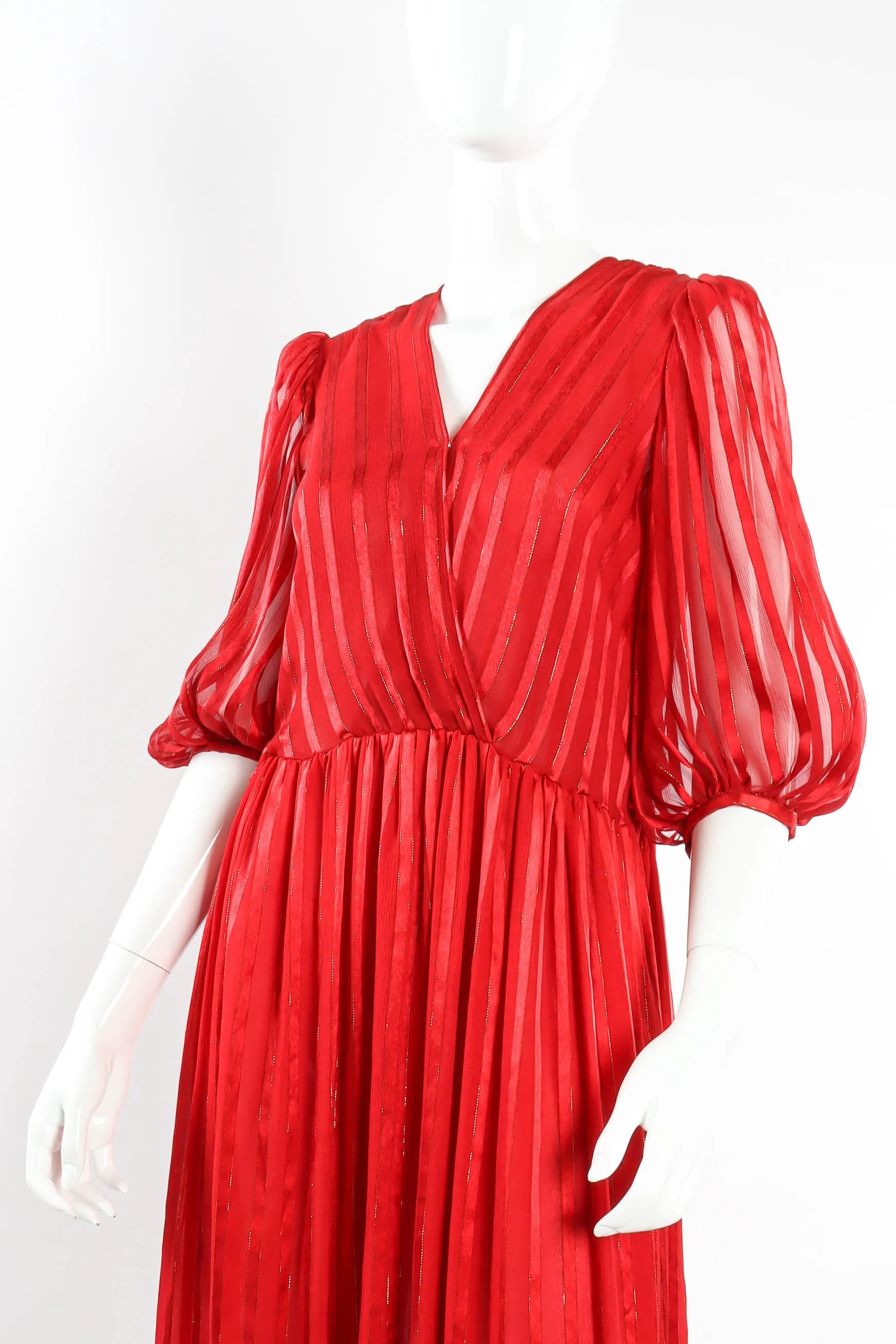 Silk Column Stripe Maxi Dress