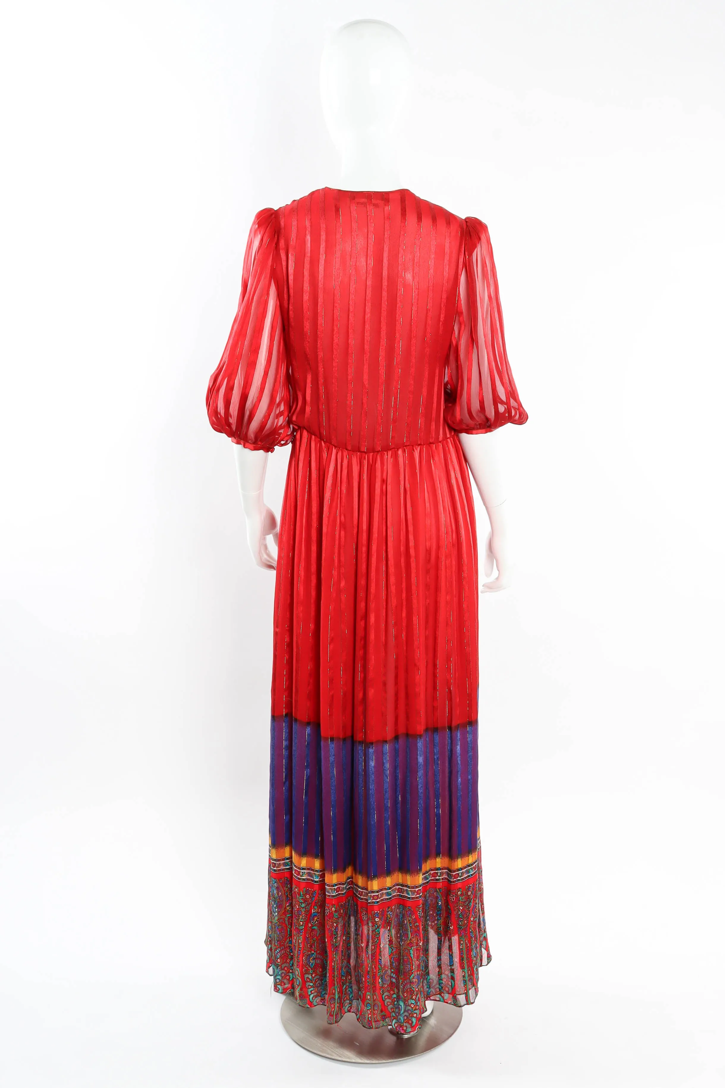 Silk Column Stripe Maxi Dress