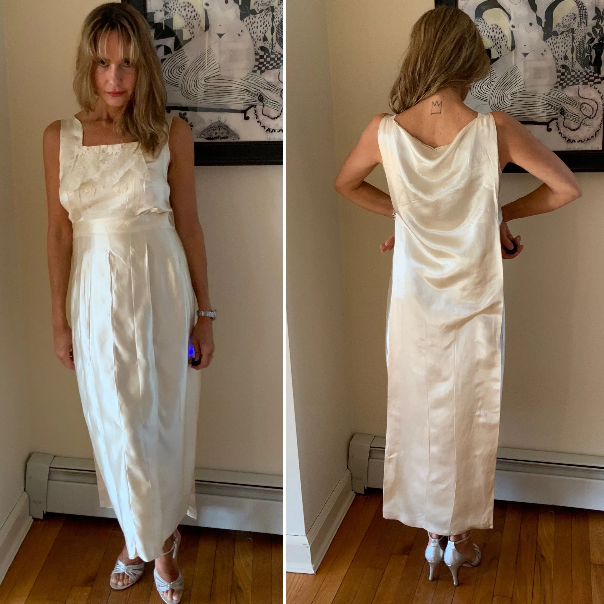 Silk Wedding Dress - 20s - 20F