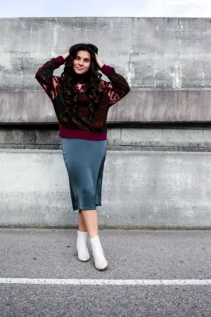 Simone Teal Satin Skirt