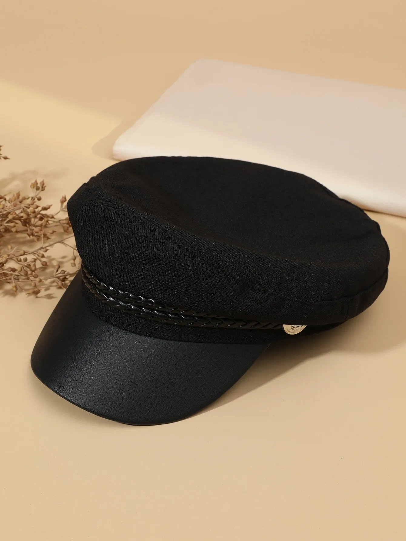 Simple Baker Boy Hat - Black