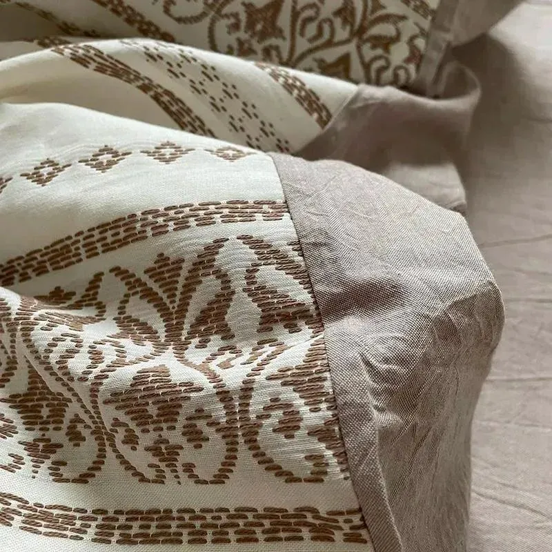 Simple Heart Stripe Boho Duvet Cover Set