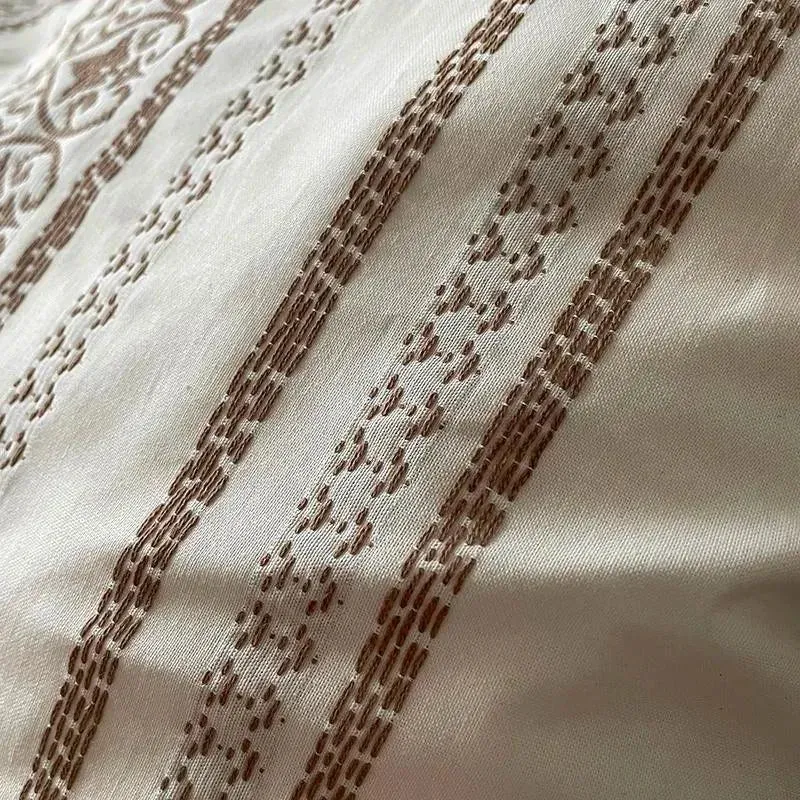 Simple Heart Stripe Boho Duvet Cover Set