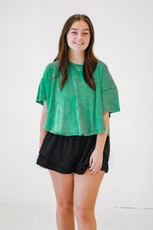 Simple Sophistication Crinkle Washed Top in K Green