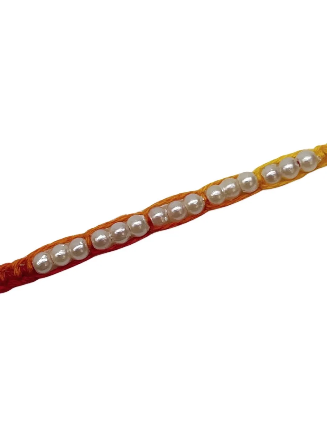 Simple White Pearl Rakhi Beaded Multicolor Thread Rakhi For Raksha Bandhan