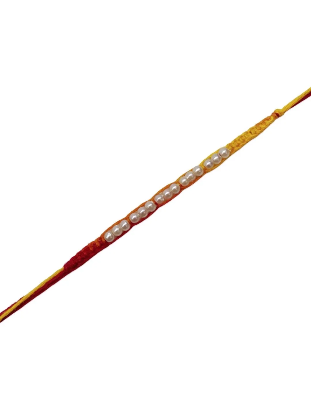 Simple White Pearl Rakhi Beaded Multicolor Thread Rakhi For Raksha Bandhan