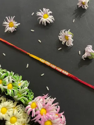 Simple White Pearl Rakhi Beaded Multicolor Thread Rakhi For Raksha Bandhan