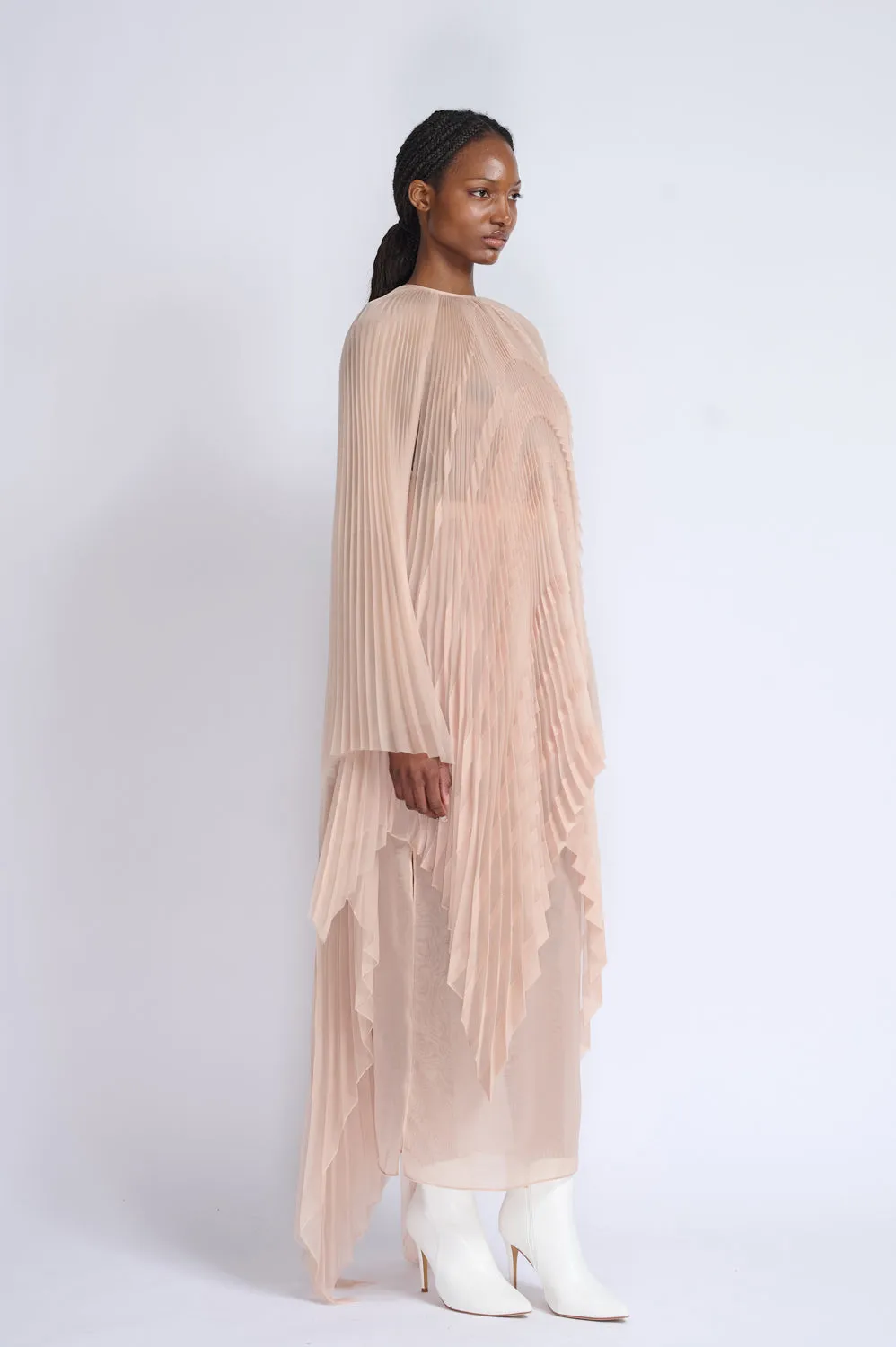 Skin Organza Pencil Skirt With Side Slits