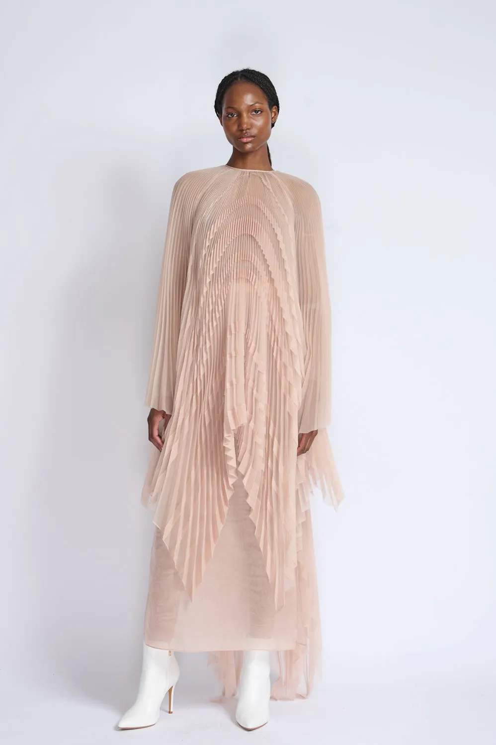 Skin Organza Pencil Skirt With Side Slits